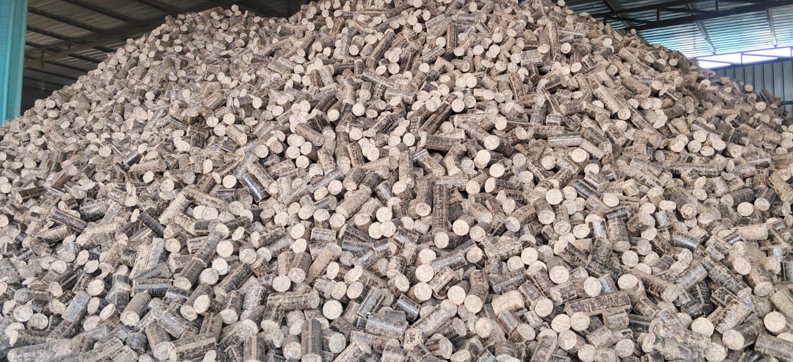 Warehouse stock of biomass briquettes